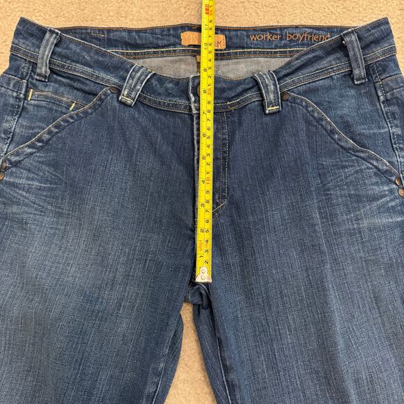VTG Y2K Yanuk Women’s Worker Boyfriend Jeans Size 31 Bootcut Flare Dark Wash - Picture 8 of 11